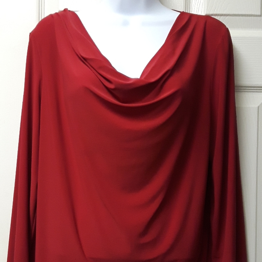 Red Cowl Neck Top
